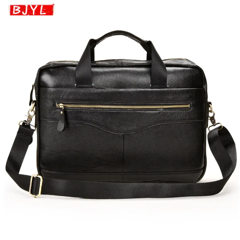 

Soft genuine leather Men Handbag computer Shoulder Business Crossbody Bag Men's travel Black Cowhide Leather Laptop Briefcase