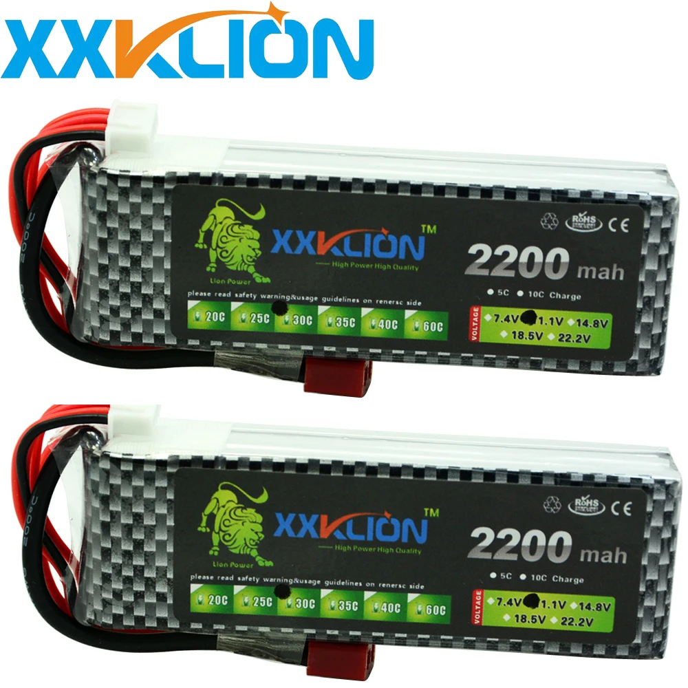 

2PCS 3S drone lipo battery pack 11.1v 2200mAh 25c 30C 35c 40c T XT60 Plug For Trex-450 Fixed-wing RC Helicopter Car quadcopter