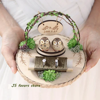 

Free shipping 1pcs creative customization perpsonal engagement marriage proposal wedding day Happiness Owl ring pillow