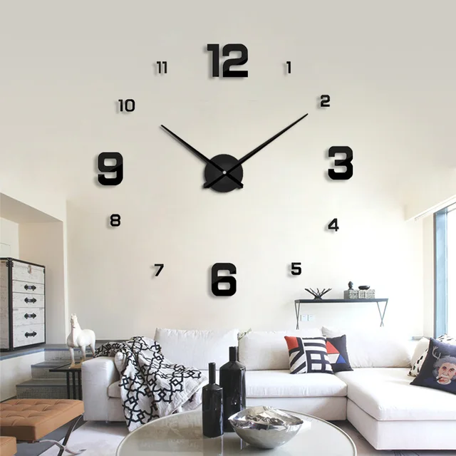 Muhsein Fashion 3D Big Size Wall Clock Mirror Sticker DIY Brief Living Room Decor Meetting Room Wall Clock Diy Brand Wall Clocks