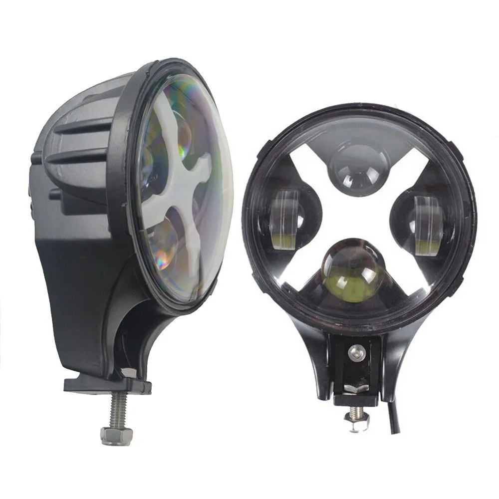 

6" Inch LED Headlights Eagle Light Hi/Lo Beam Halo Ring Angel Eyes 'X' DRL for Offroad Jeep Wrangler Front Bumper Fog Light