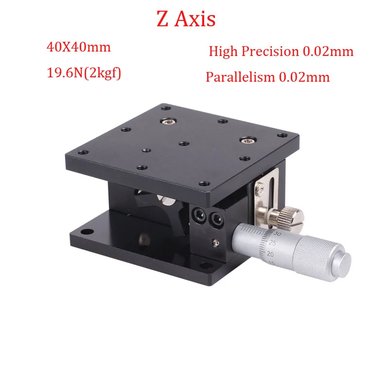 

Z Axis Trimming Platform 40x40mm Manual Displacement Platform Linear Stage Table Parallelism Precision 0.02mm Sliding Table LZ40