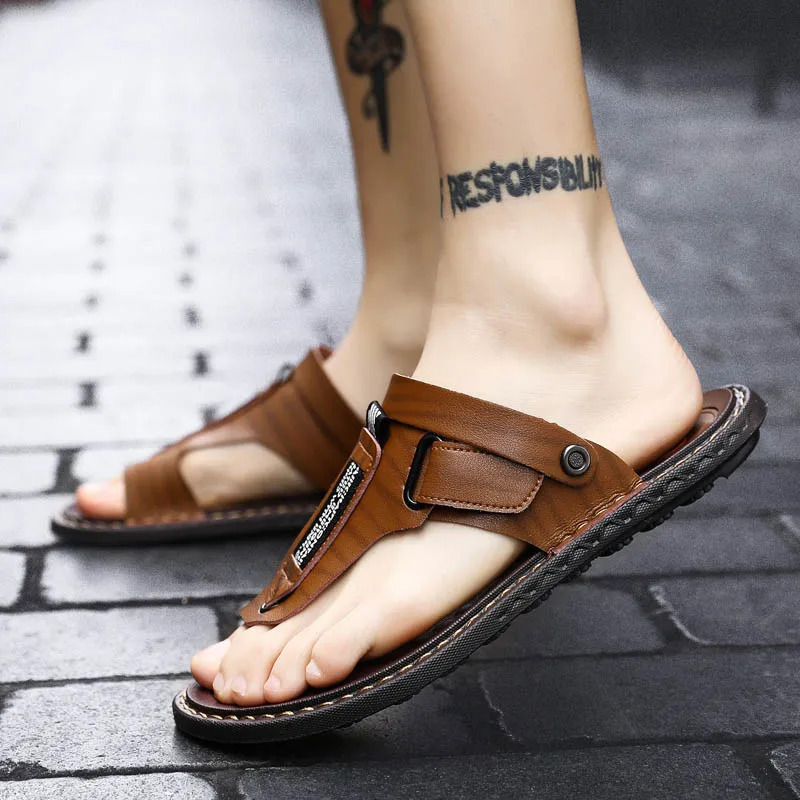 

COSIDRAM Men Summer Sandals New 2019 Pu Leather Shoes Fashion Sandals Hot Sale Beach Shoes for Male Plus Size BRM-140