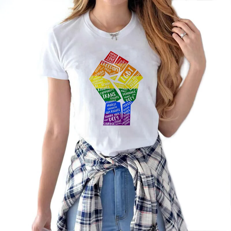 

Summer Gay Pride Les Shirt Lesbian Rainbow Lgbt Tshirt Print T-shirt Women Casual Tee T Shirt Unisex Clothing Love Is Love