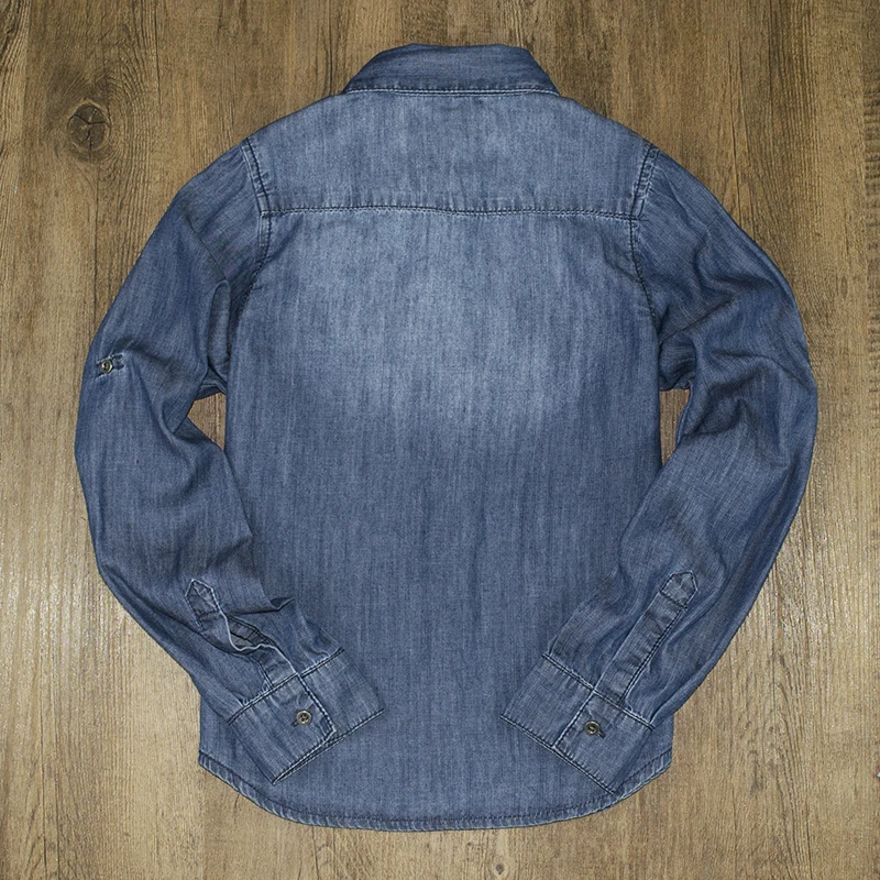 4New Year Boys Denim Shirts Blouse Kids Jeans Tops Long Sleeve Cowboy Cotton Pocket