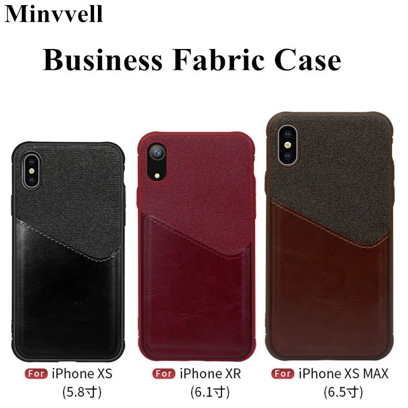 

Luxury Business Case for iPhone XR XS MAX 10 Case PU Leather Card Slot Hard PC Cover For iPhone XSmax Capa Cloth Skin Cover