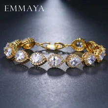 EMMAYA AAA+ Элегантный квадратный грушевидной огранки CZ Циркон теннис браслеты и браслеты золотой цвет принцесса огранка CZ свадебные украшения