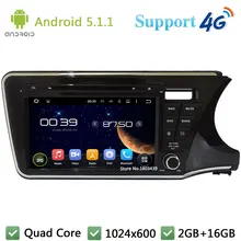 Quad Core 9 «1024*600 2Din Android 5.1.1 Dvd-плеер Автомобиля Радио PC 3 Г/4 Г WIFI GPS Карта Для Honda City Правая Рука Вождения 2014 2015