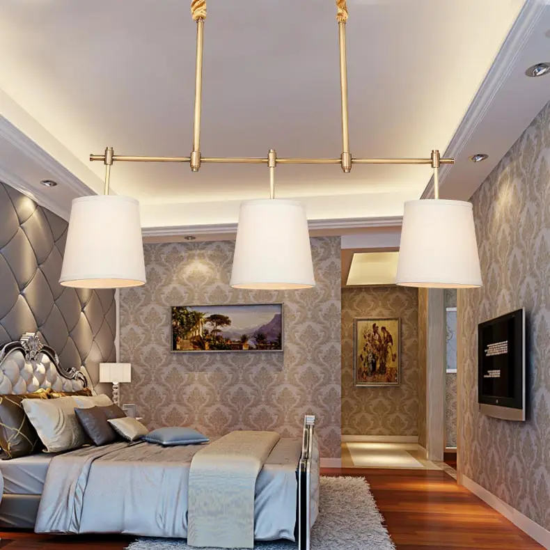 Full-Copper-Chandelier-Rectangular-Simple-Modern-Bronze-Lamp-with-White-Fabric-Shade-Lamparas-Lustre-E14-110 (1)