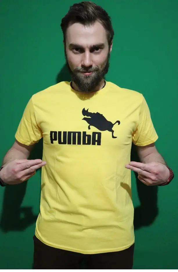 2016 забавная футболка милые футболки homme Pumba мужские повседневные с короткими рукавами хлопковые топы крутая футболка лето Трикотажный