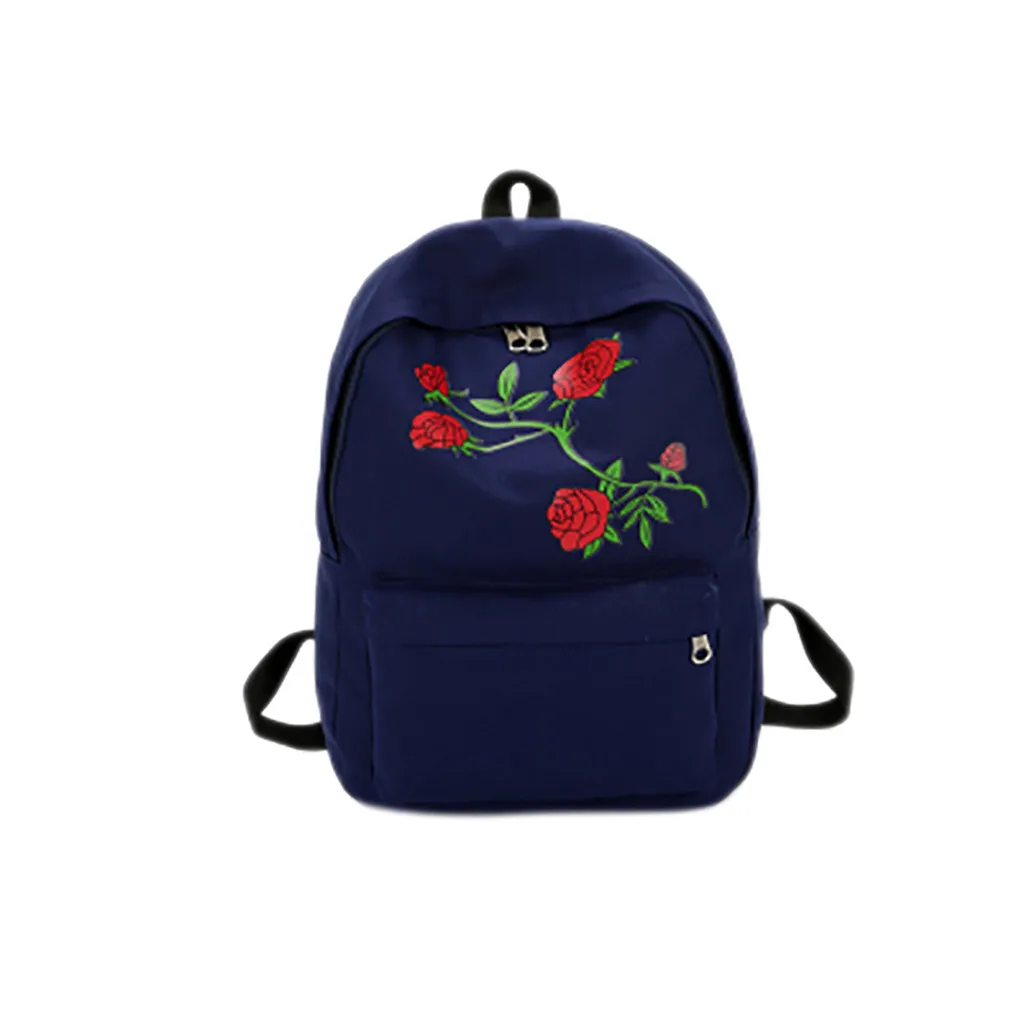 

Small Mini Women's Borse Embroidery Rose School Bags Blue Black Pink Travel Backpack Bag Shoulder Bag Girl's Students Backpacks