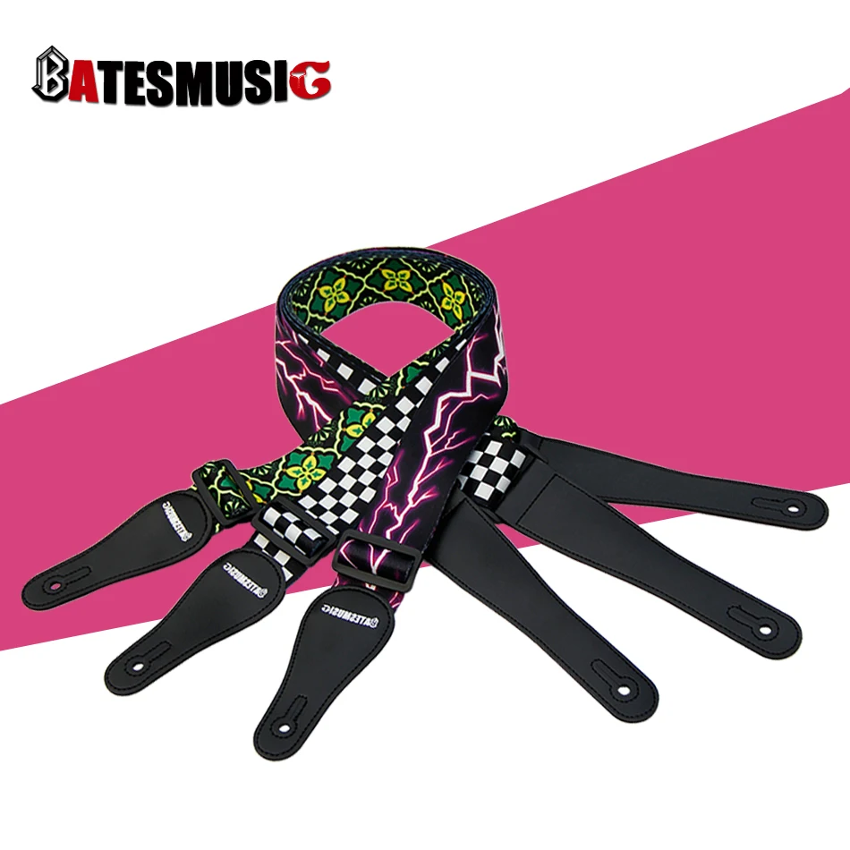 Оптовая продажа BATESMUSIC ремешок для классической/фольклорной гитары цветной из