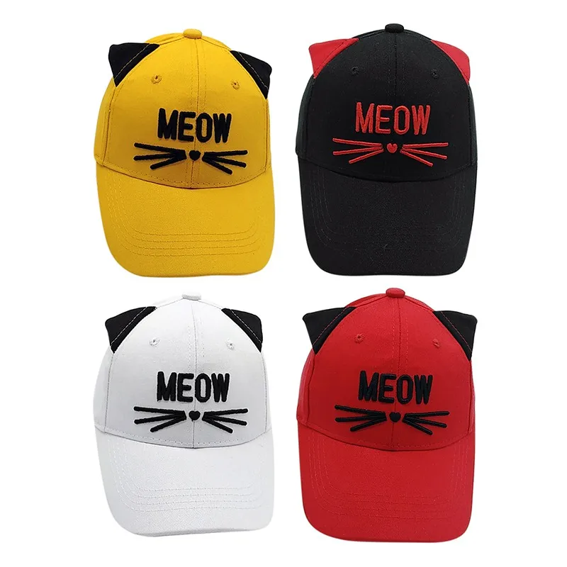 

Babyage Cartoon Cat Baby Hat Summer Adjustable Boy Girl Cap Letter Pattern Cute Kids Visor Caps Sun Hats Accessories 1