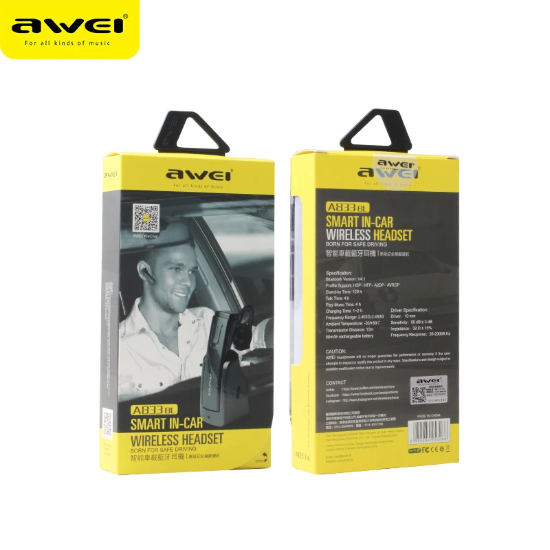 AWEI A833BL Bluetooth наушники Беспроводной стерео гарнитура Hands Free Fone де ouvido Auriculares Ecouteur
