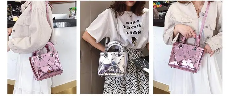 Роскошная брендовая сумка модная Новая высококачественная женская дизайнерская сумка из искусственной кожи с зеркальными заклепками сумка через плечо
