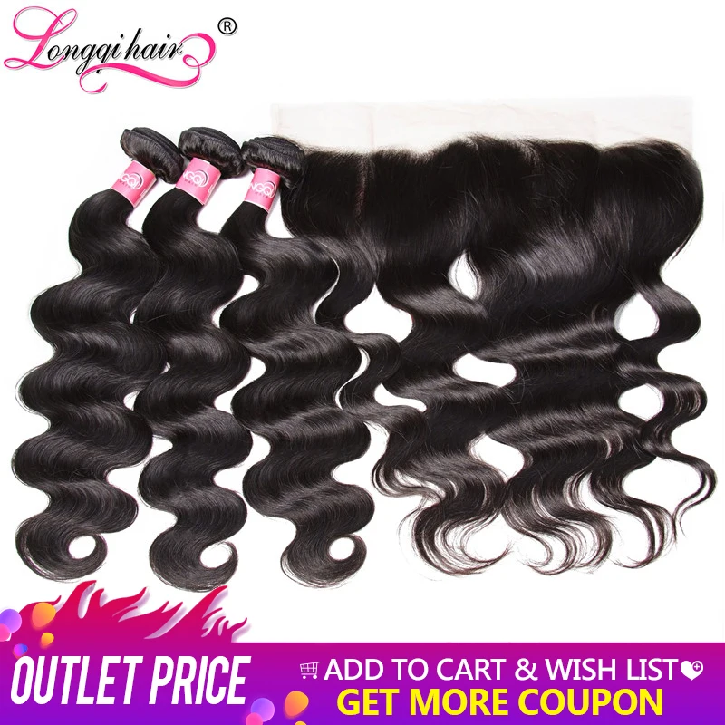 

Longqi Brazilian Body Wave Human Hair Bundles with Frontal Natural Hair Extension 3 Bundles with PrePlucked Frontal with Bundles