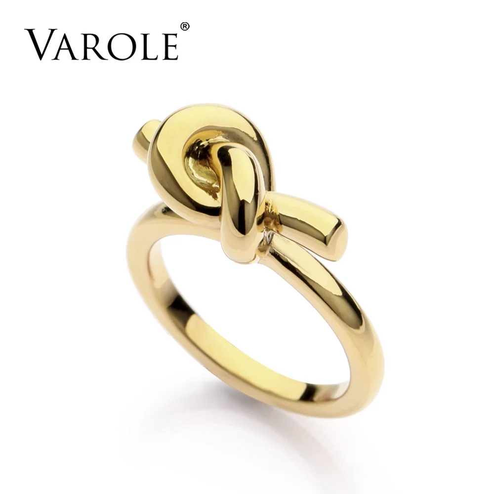 VAROLE Фирменная Новинка модные трендовые кольца с узлом для женщин Классический дизайн золотого цвета ювелирные изделия Анель