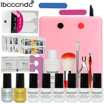 

36W UV Lamp 6 Color 7mlUV LED Nail Tools Gel Varnish Soak off Nail Gel Base Lacquer Practice Manicure Tools Set Kit Nail Art Set