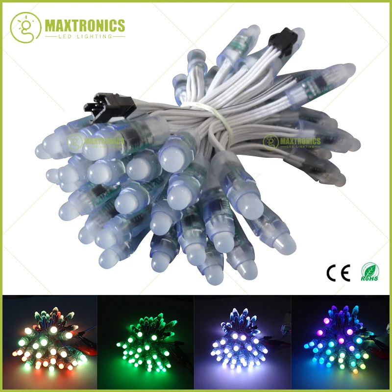 Лучшая цена 100 шт. DC5V/DC12V 12 мм WS2811 IC RGB светодиодный модуль белый провод