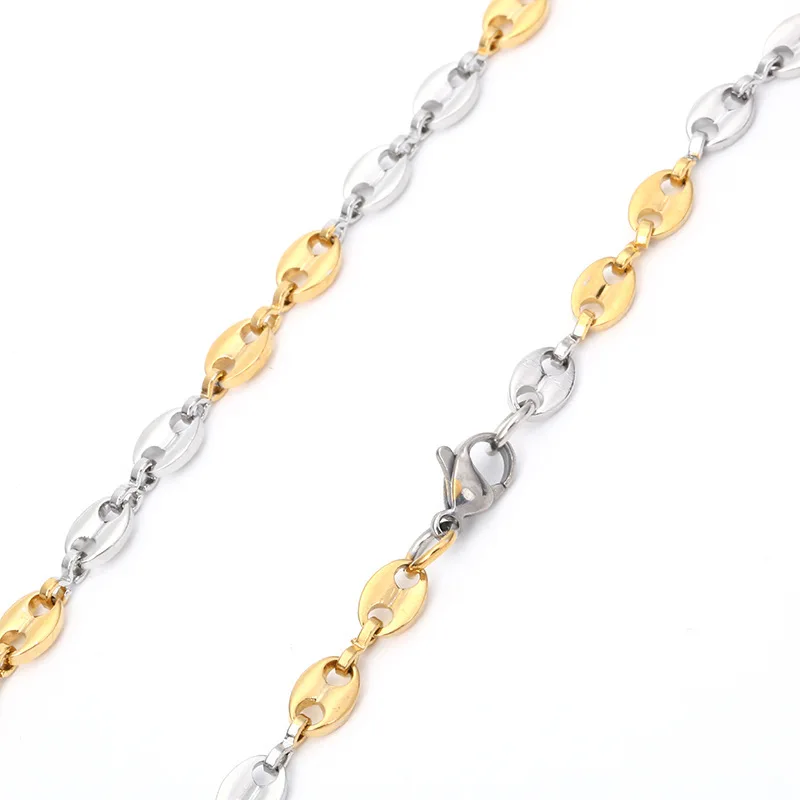 AMGJ ожерелье из нержавеющей стали цепь для мужчин женщин кофейные бобы звено цепи ожерелье 3~ 7 мм ширина модные аксессуары