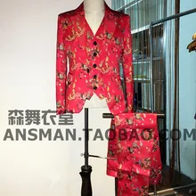 Новые мужские DJ singer модные роскошные, Висячие Императорский халат красные костюмы мужские большие размеры официальные костюмы одежда