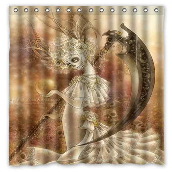 

Free Shipping!Sugar Skull Printed Waterproof Polyester Shower Curtain&Bath Curtain(Size 180X180CM)