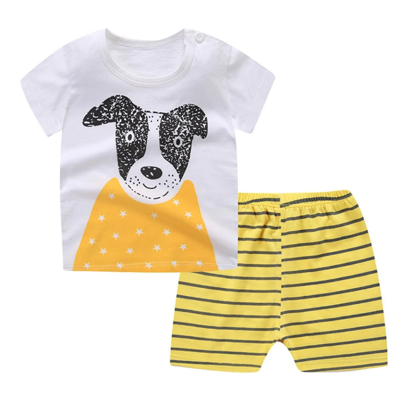 

Newborn Baby Clothing Dog Shirt + stripe Shorts Baby Boys Clothes Set Cotton Boy Girl Baby 2pcs Clothes sets 3 month-24month