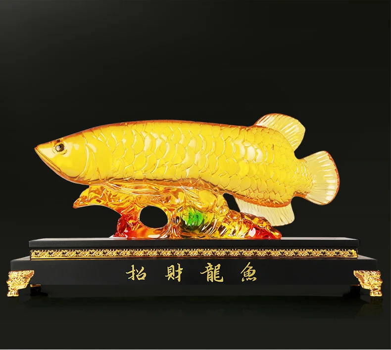 

GOOD 2019 HOME Shop company efficacious thriving money business Lucky goldfish Arowana Gold Dragon Fish FENG SHUI art statue