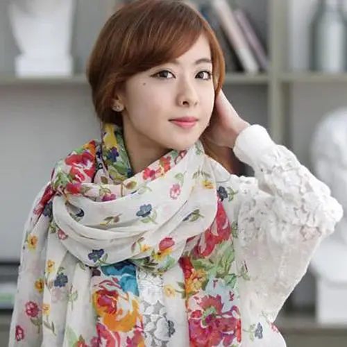 

Women Fashion Flower Floral Print Soft Long Wrap Scarf Stole Shawl Xmas Gift