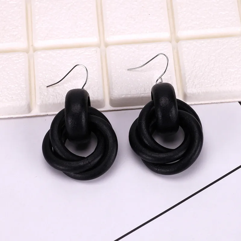 Fashion Handmade  Wooden Round Earrings for Women Jewelry Female Party Birthday Gifts Wedding Party Decoration ET33 (8)