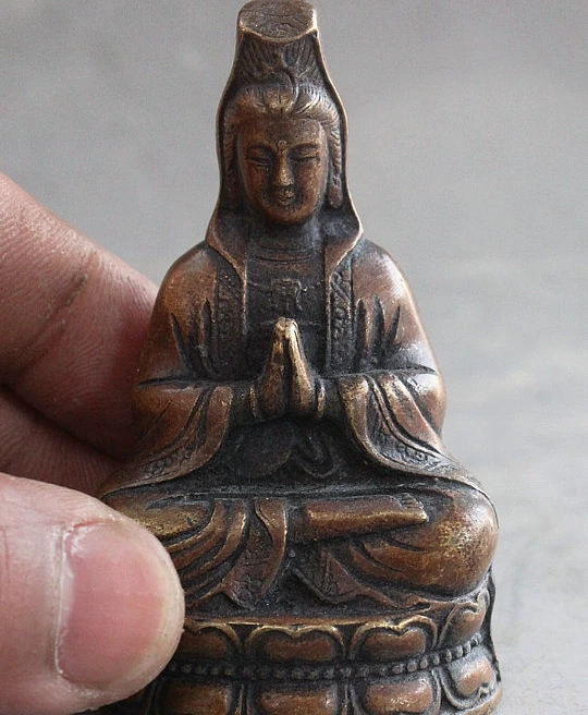 Китайская Бронзовая статуя Будды Kwan-yin Guan Yin Boddhisattva 001 32% | Дом и сад