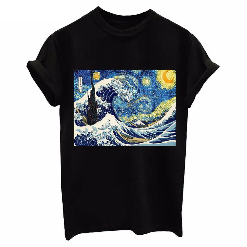 

Van Gogh Art Print Casual Harajuku Tumblr Cute Women Top Shirt Femme Fashion Cute Tee Shirt Femme Short Sleeve O-neck Tshirt