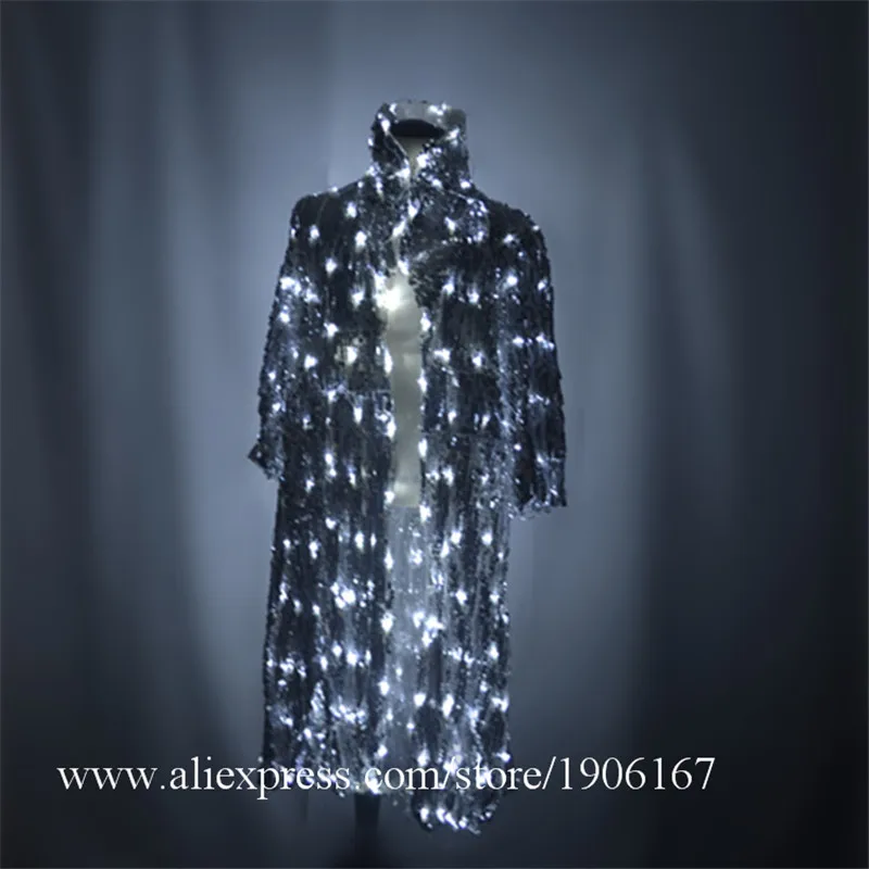 Свет Бальные Одежда для танцев led светящееся платье dj костюмы этап носит Выполните show куртка маг хост вечерние одежда со светодиодами