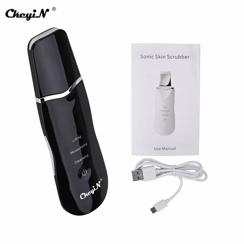 

CkeyiN Professional Ultrasonic Facial Skin Scrubber Ion Deep Face Clean Peeling Rechargeable Skin Care Device Beauty Instrument
