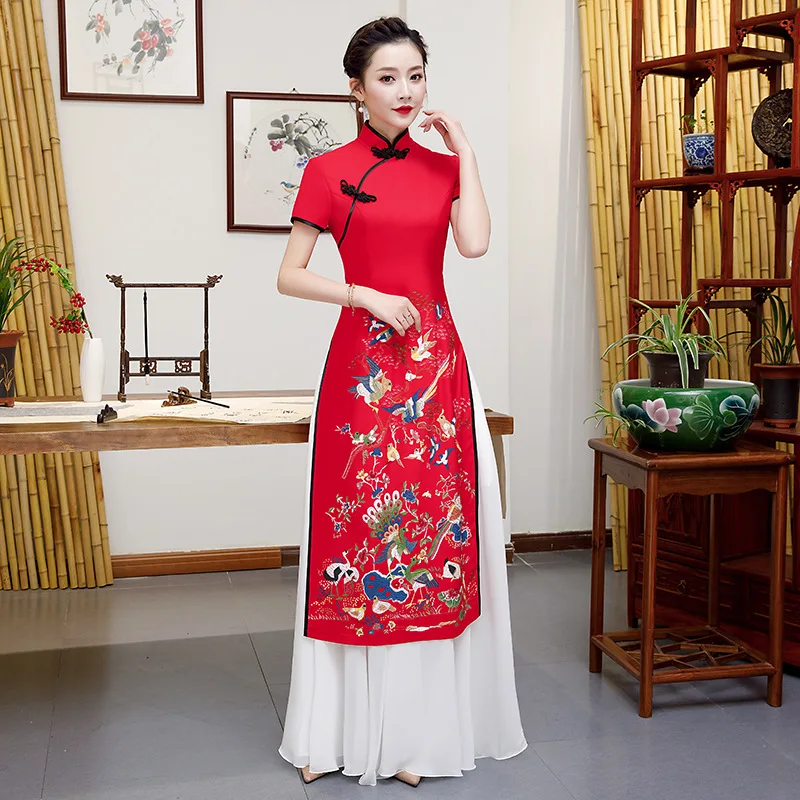 Женское традиционное китайское платье Qipao Ципао размера плюс 5XL с цветочной