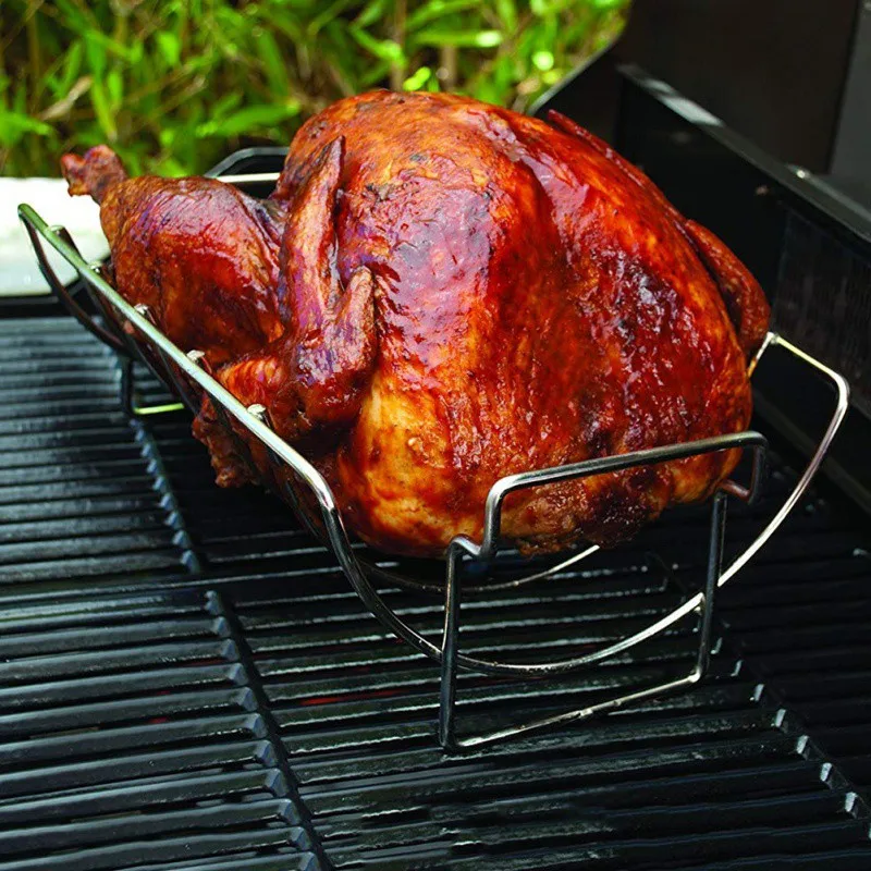 

New Stainless Steel Reversible Roasting And Rib Rack Outdoor Barbecue Steak Rack Chicken Rack Barbecue Net