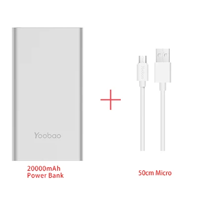 Yoobao A2 повербанк 20000mAh внешний аккумулятор с двойнымм портами выхода/входа литий-полимерный повер банк 14,5мм ультратонкая портативная зарядка с с цифровым индикатором - Цвет: SR-Add Micro Cable