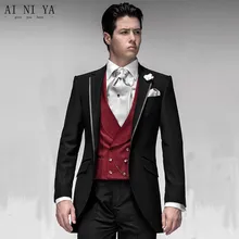 Дизайн черный Жених Смокинги друзей жениха Мужские свадебные костюмы костюм для шафера(куртка+ брюки+ жилет+ галстук