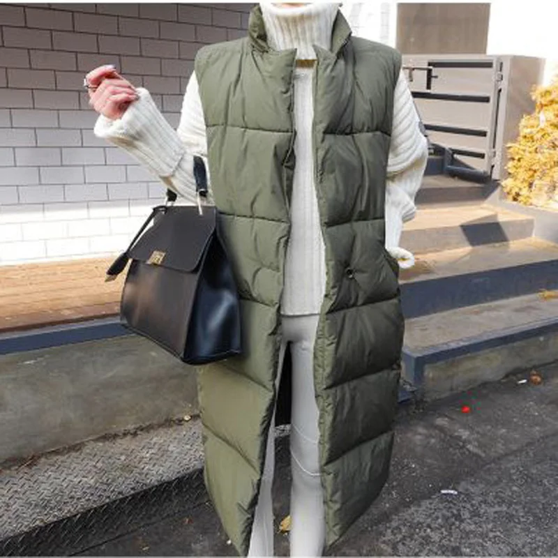 New Autumn Winter Women Vest Long Sleeveless Coat Cotton Warm Women's Waistcoat Fashion Female Vest Jacket