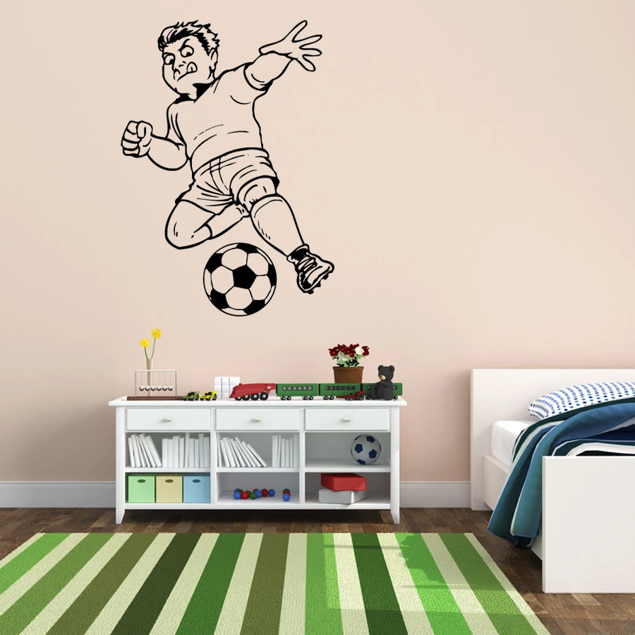 Soccer Players Football Ball Play Wall Stickers for Nursery Kids Boys