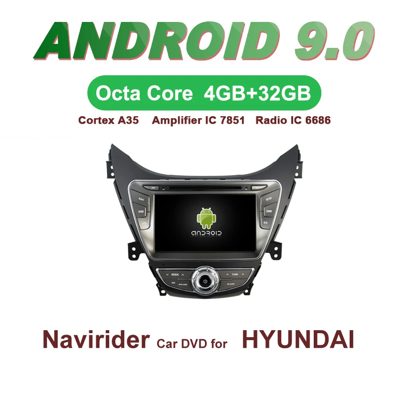 OTOJETA Car GPS Android 9.0 Radio FOR HYUNDAI ELANTRA i35 AVANTE Navigation integrated DVD Capaciti