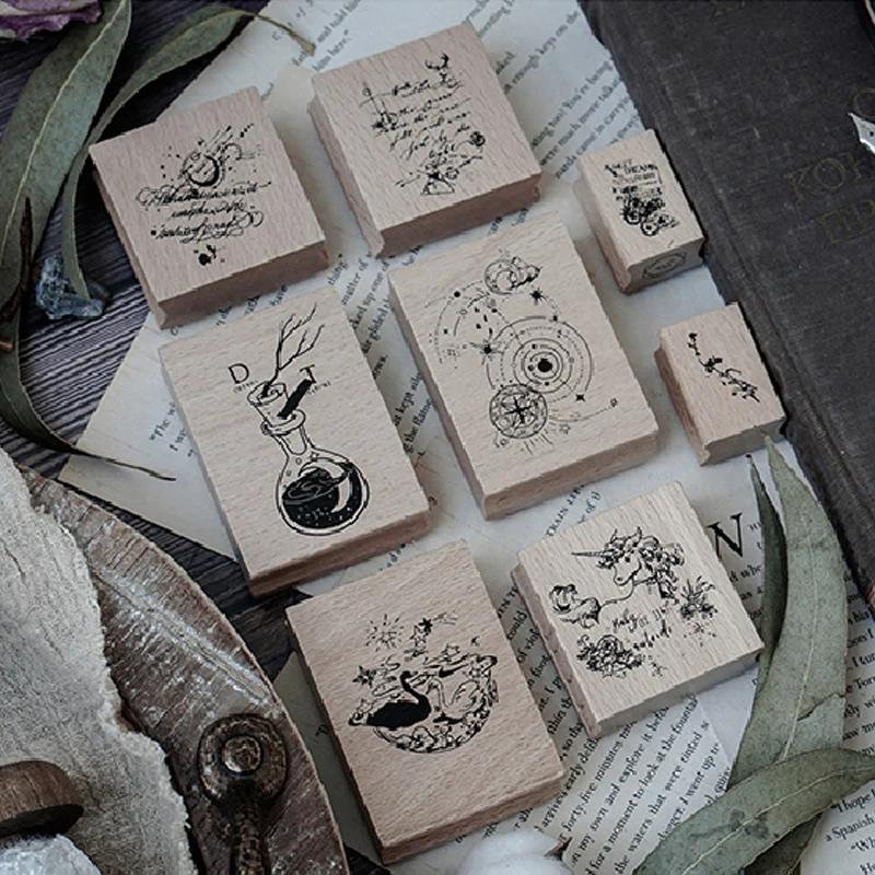 

Fantasy starry sky unicorn stamp DIY wooden rubber stamps for scrapbooking stationery scrapbooking standard stamp