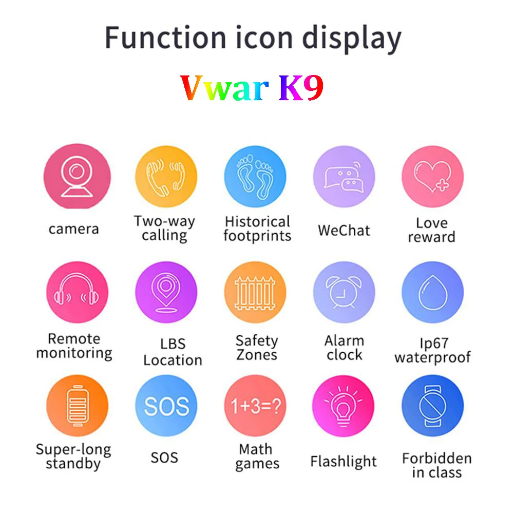 Vwar K9 Children Smart Watch WIFI LBS Kids Waterproof Smartwatch SOS Baby Phone Watch Anti-lost with Camera vs Q90 Q50 Q528