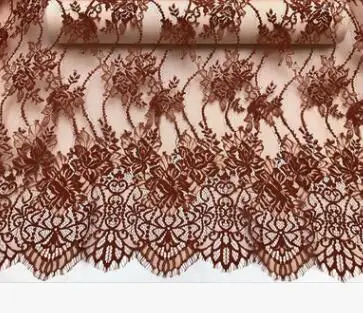 1,5x1,5 метров/шт модные популярные 9 цветов французские кружева ткани высокого качества Тюль французские ресницы кружева женские платья кружева - Цвет: Caramel