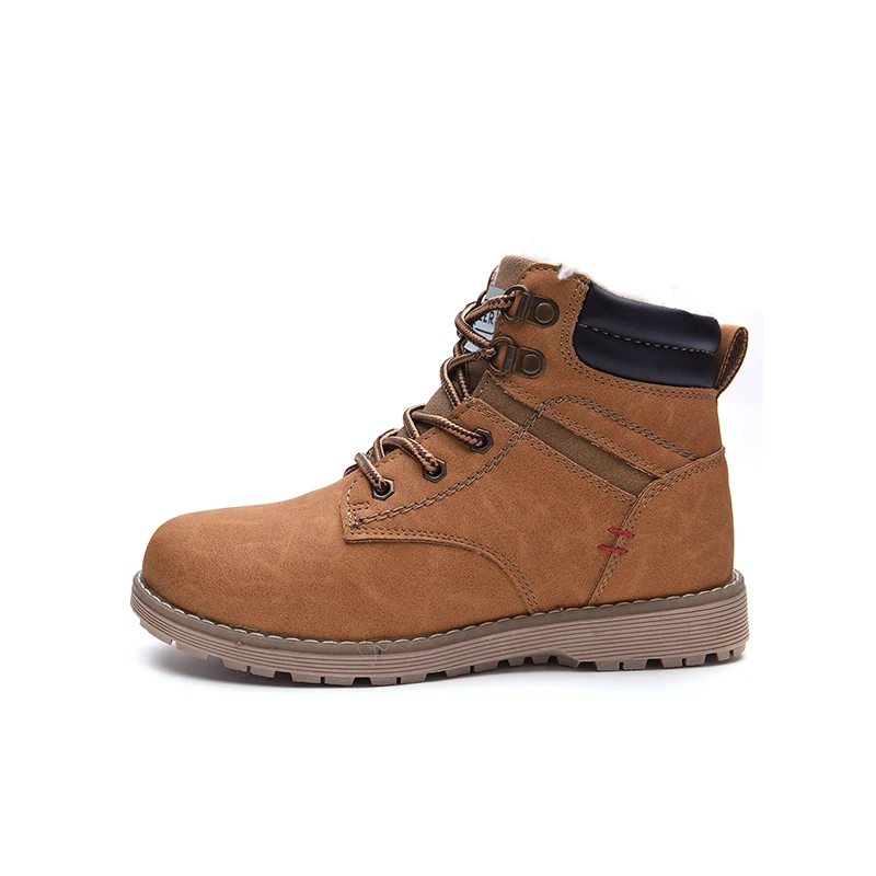 Jackmiller ankle snow boots boys shoes children Martin boots warm nature wool lining zip lace up brown autumn winter size 30-35