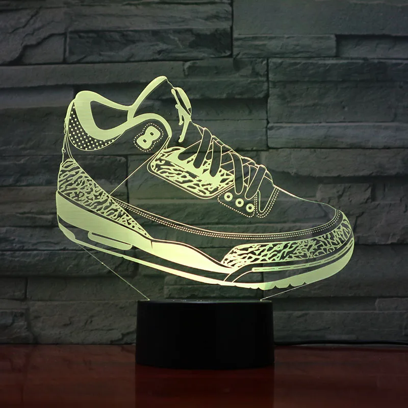 

Led Night Light Touch Sensor 7 Color Changing Boys Child Kids Gifts Table Lamp Bedroom Atmosphere Lamp 3d Jordan Shoes AJ 3