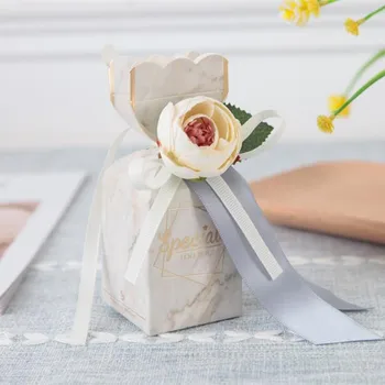 

Free shipping vase shape wedding paper box with flower and ribbon chocolate boxes , YWMB20
