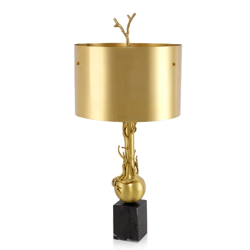 

Modern Copper Table Lamps Marble Reading Study Light Bedroom Bedside Lights Lampshade Home Lighting nordic lamp table E27 bulb