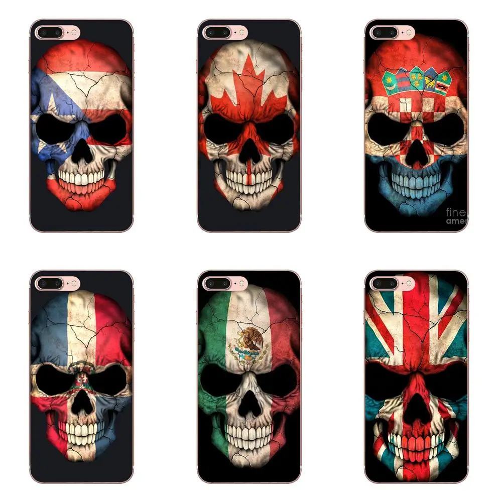 

Soft TPU Mobile Cases Covers Skull Head Flag Colorful For Apple iPhone X XS Max XR 4 4S 5 5C 5S SE 6 6S 7 8 Plus