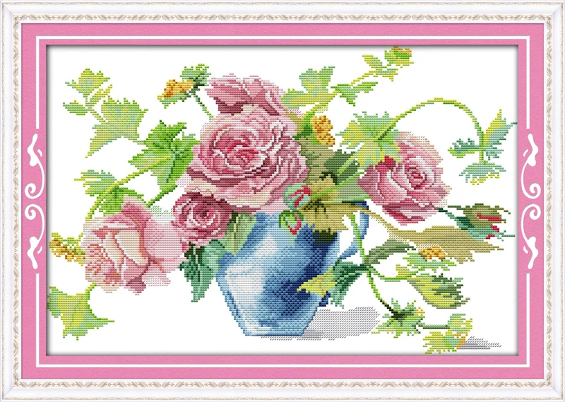 

Blossom roses, counted printed on fabric DMC 14CT 11CT Cross Stitch kits,embroidery needlework Sets, Home Decor